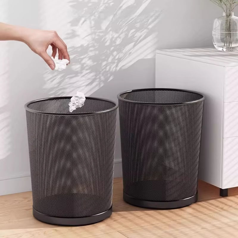 Paper Basket Mesh - Lixeira Grande de Metal Preto 9L,