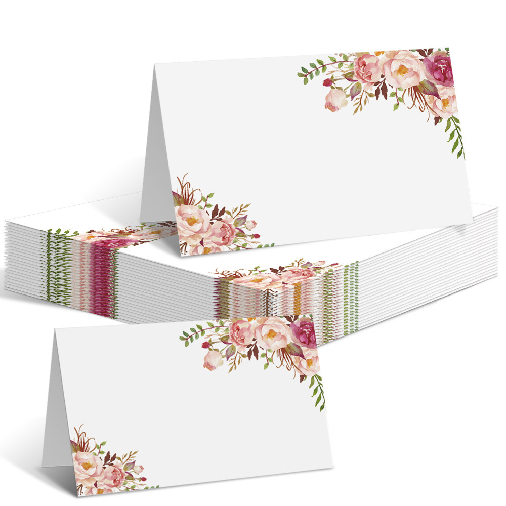 Work Office Furniture - Cartões de Nome com Flores Impressas